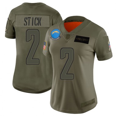 Los Angeles Chargers NFL Football Easton Stick Olive Jersey Women Limited #2 2019 Salute to Service->women nfl jersey->Women Jersey